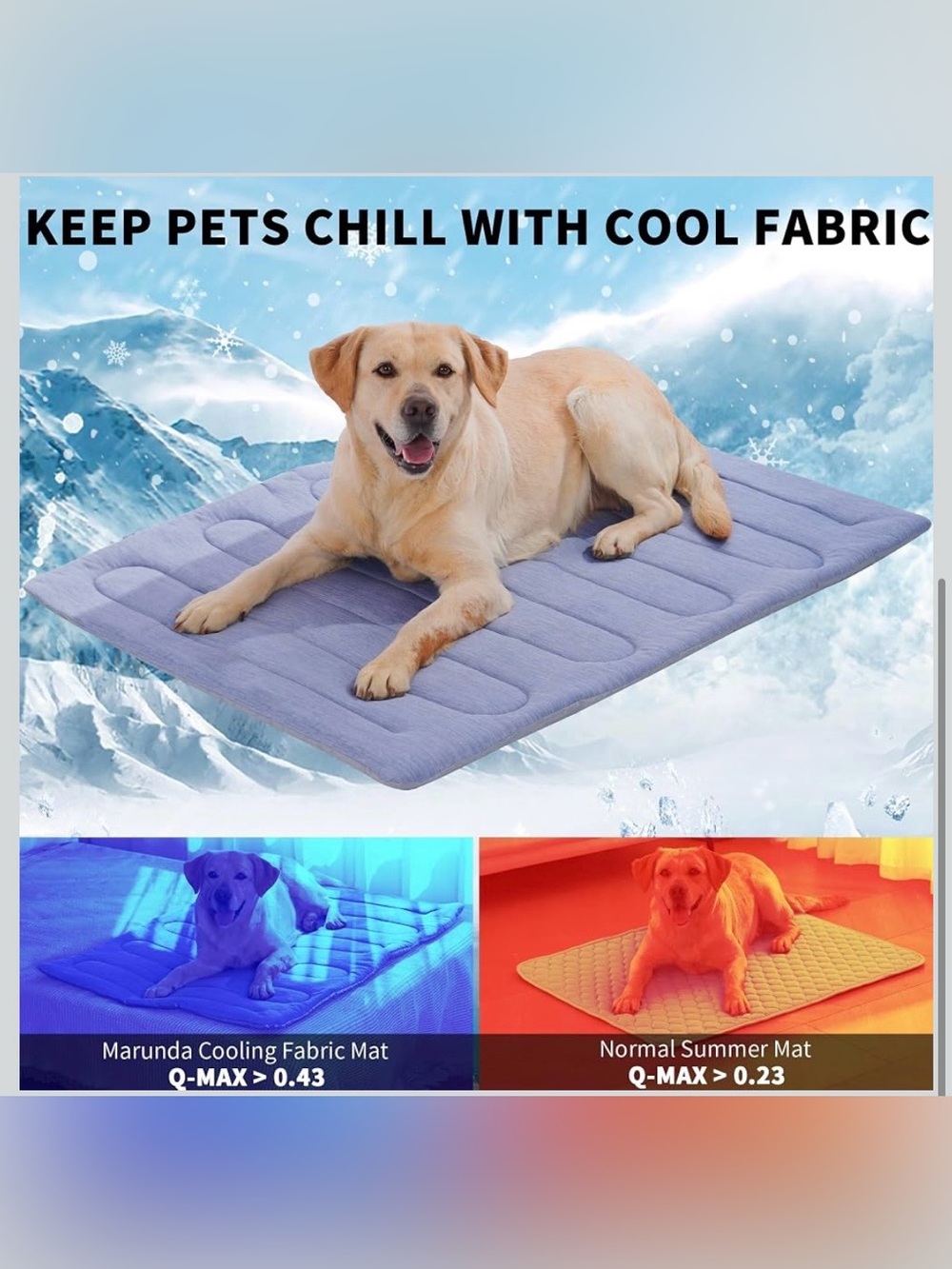 MARUNDA Dog Cooling Mat, No Need to Freeze Or Refrigerate This Cool Pet Pad Cat